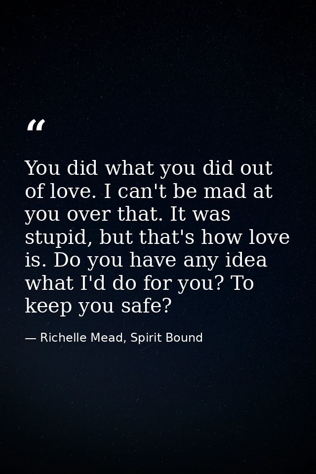 You did what you did out of love. I can't be mad at you over that. It was stupid, but that's how love is. Do you have an — Richelle Mead, Spirit Bound