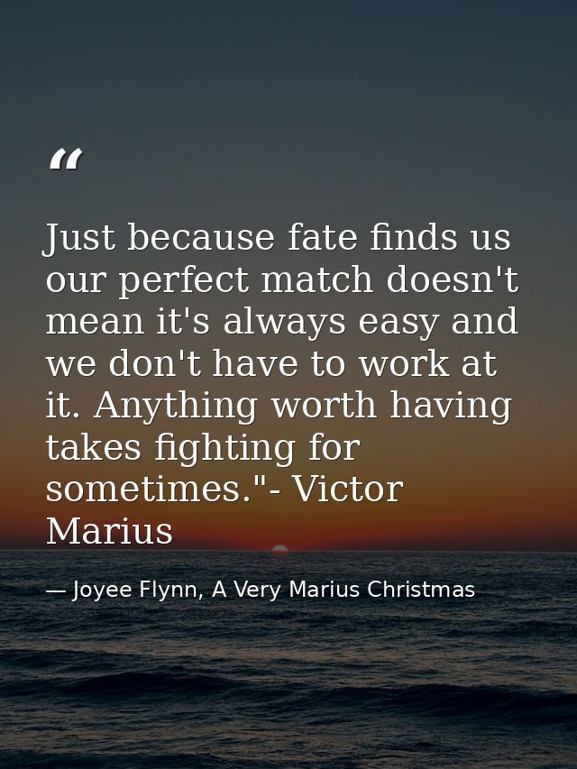 Just because fate finds us our perfect match doesn't mean it's always easy and we don't have to work at it. Anything wor — Joyee Flynn, A Very Marius Christmas