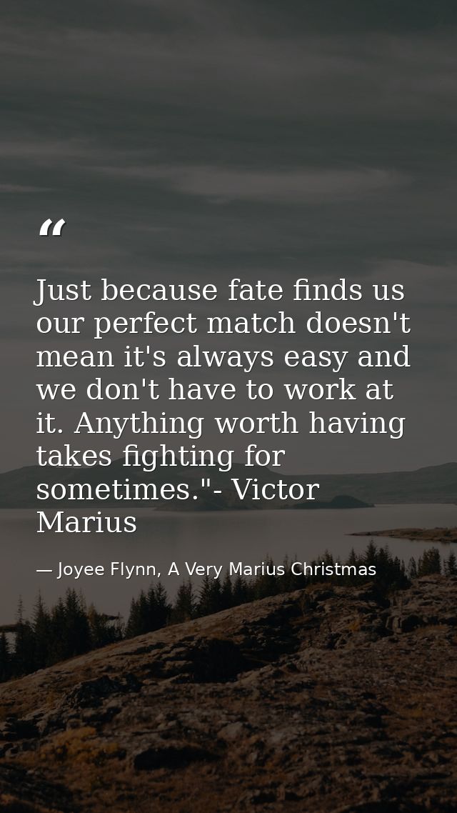 Just because fate finds us our perfect match doesn't mean it's always easy and we don't have to work at it. Anything wor — Joyee Flynn, A Very Marius Christmas