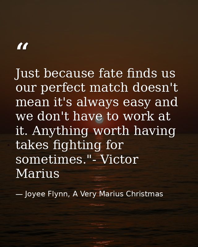 Just because fate finds us our perfect match doesn't mean it's always easy and we don't have to work at it. Anything wor — Joyee Flynn, A Very Marius Christmas