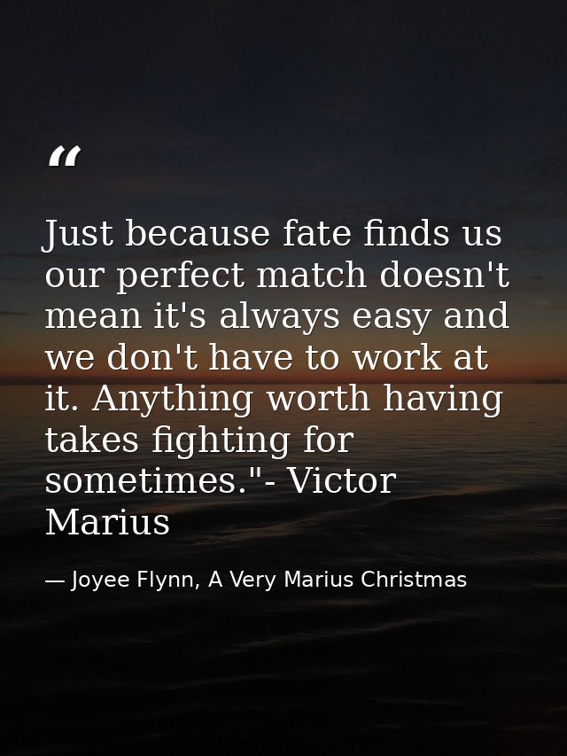 Just because fate finds us our perfect match doesn't mean it's always easy and we don't have to work at it. Anything wor — Joyee Flynn, A Very Marius Christmas