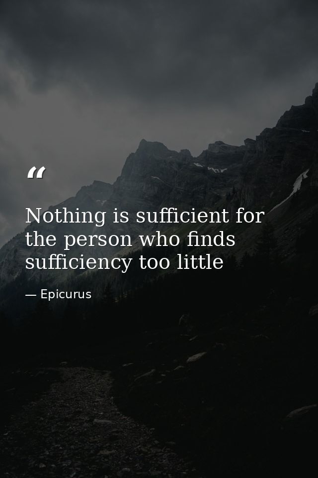 Nothing is sufficient for the person who finds sufficiency too little — Epicurus