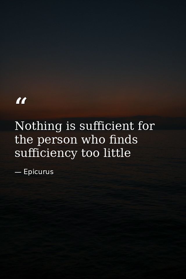 Nothing is sufficient for the person who finds sufficiency too little — Epicurus