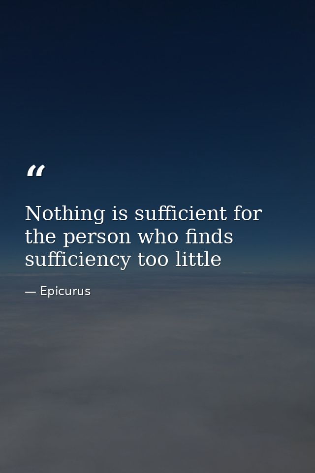 Nothing is sufficient for the person who finds sufficiency too little — Epicurus