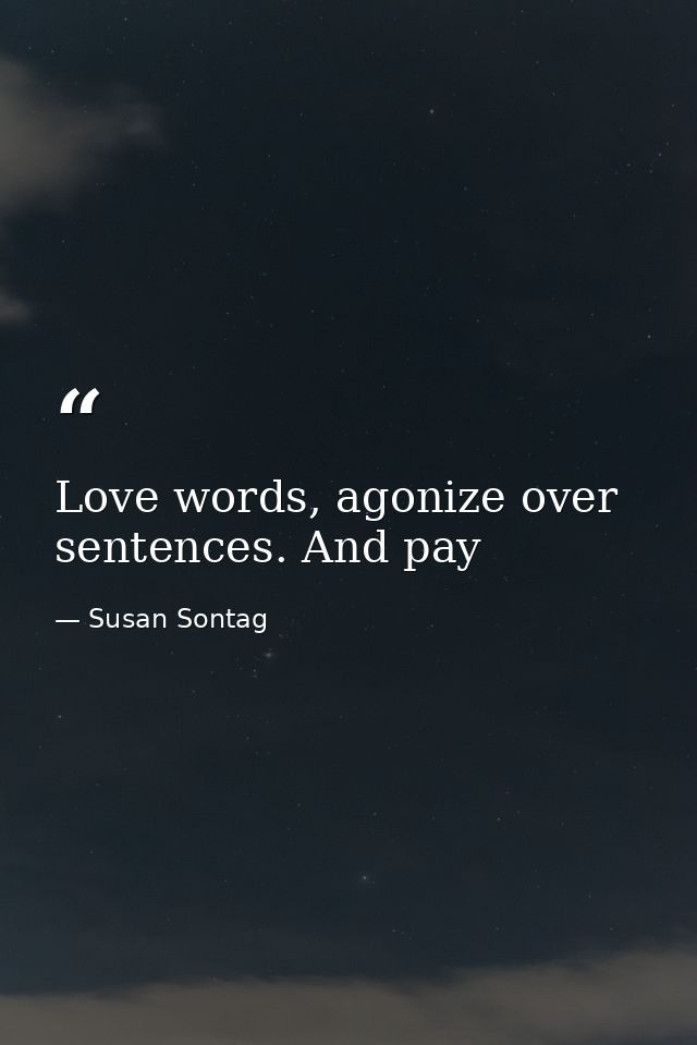 Love words, agonize over sentences. And pay — Susan Sontag