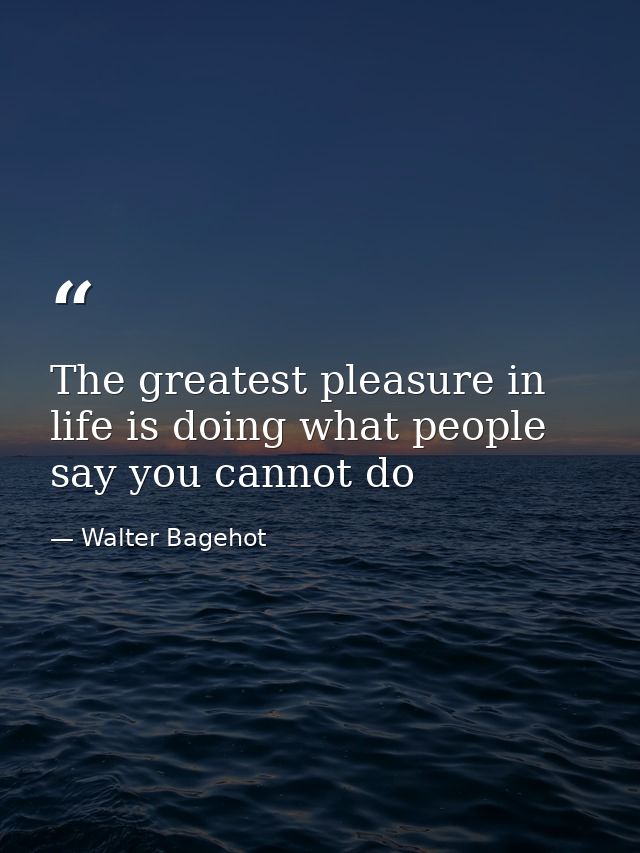 The greatest pleasure in life is doing what people say you cannot do — Walter Bagehot