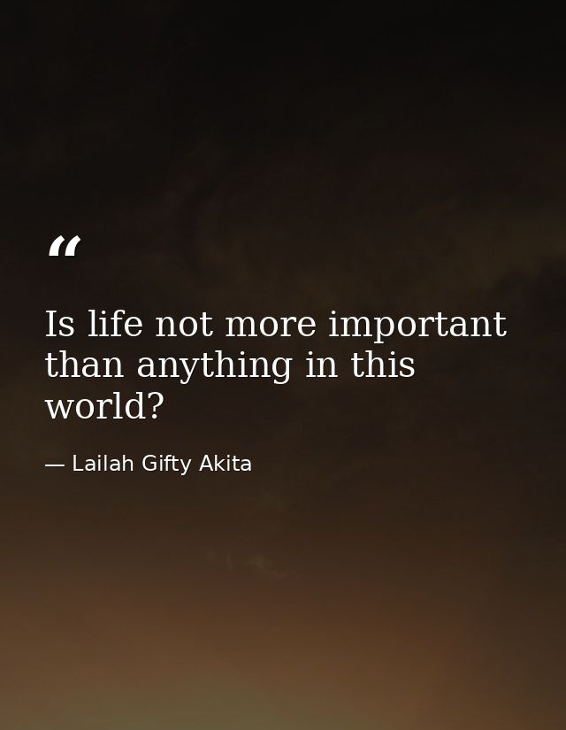 Is life not more important than anything in this world? — Lailah Gifty Akita