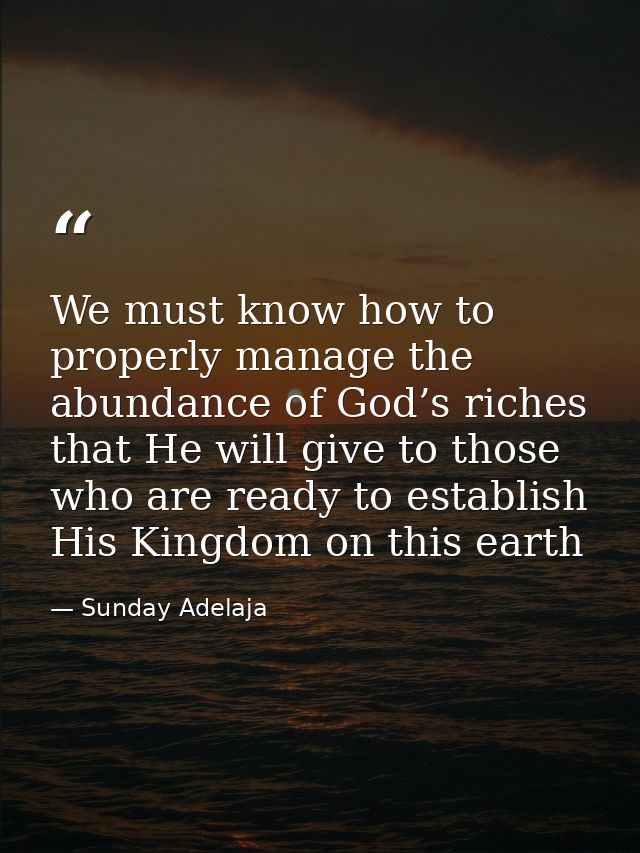 We must know how to properly manage the abundance of God’s riches that He will give to those who are ready to establish  — Sunday Adelaja