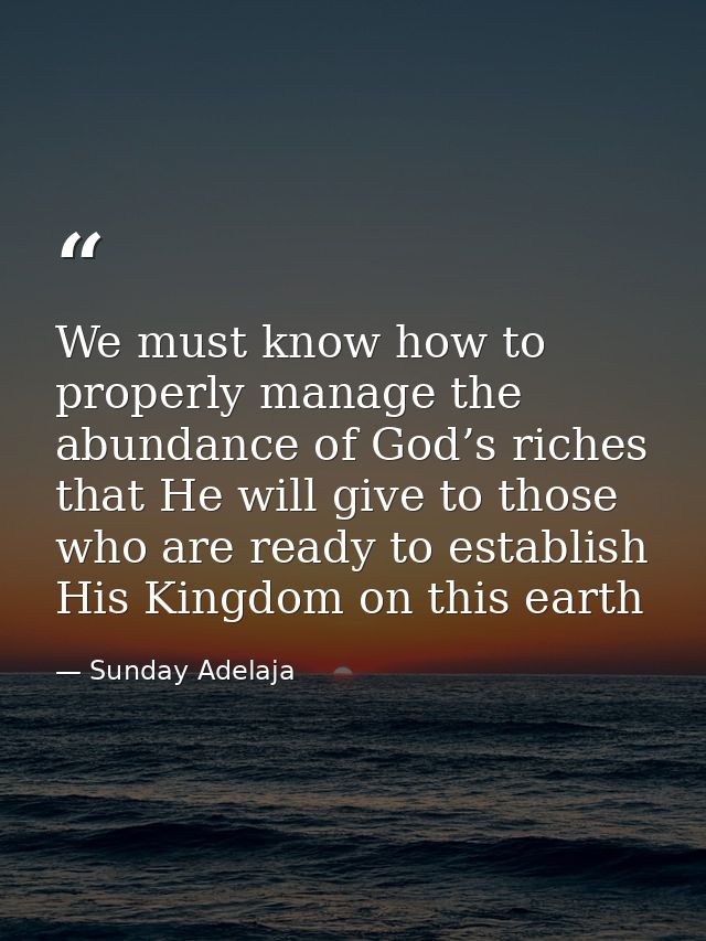 We must know how to properly manage the abundance of God’s riches that He will give to those who are ready to establish  — Sunday Adelaja