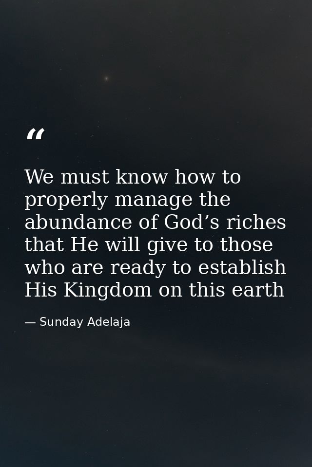 We must know how to properly manage the abundance of God’s riches that He will give to those who are ready to establish  — Sunday Adelaja