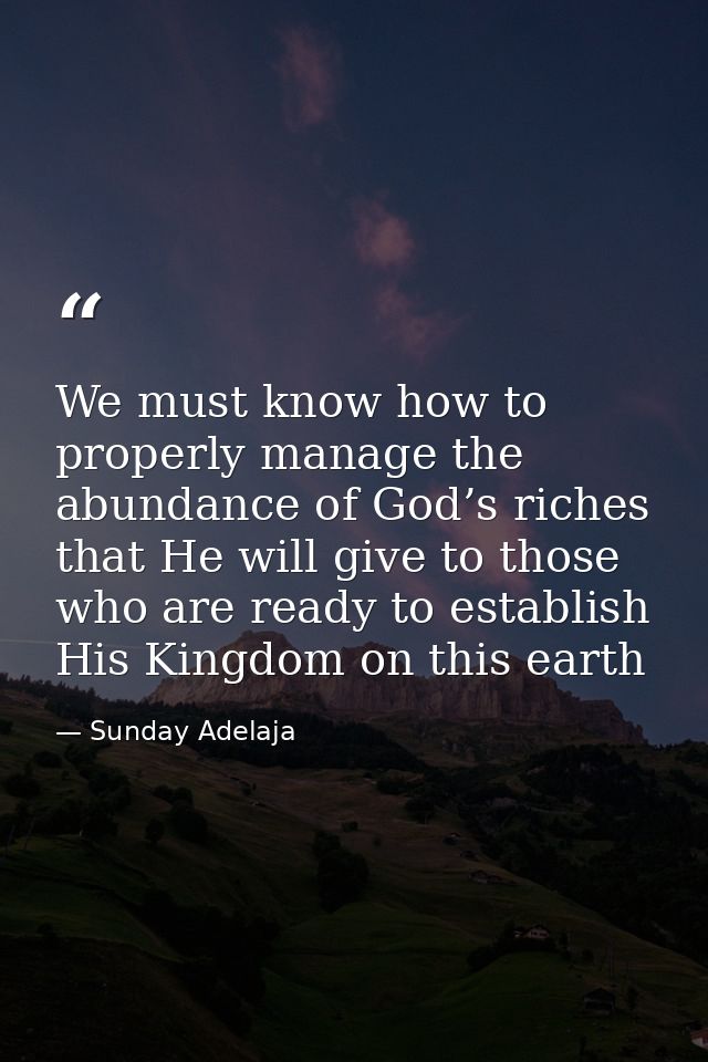 We must know how to properly manage the abundance of God’s riches that He will give to those who are ready to establish  — Sunday Adelaja
