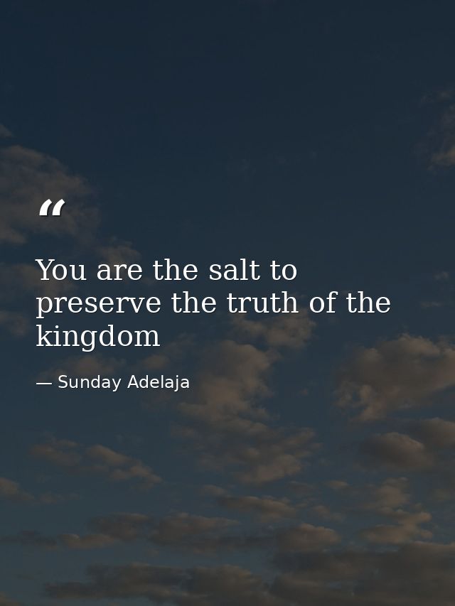 You are the salt to preserve the truth of the kingdom — Sunday Adelaja