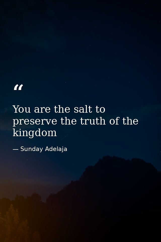 You are the salt to preserve the truth of the kingdom — Sunday Adelaja