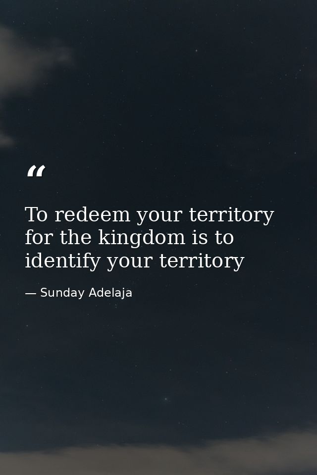 To redeem your territory for the kingdom is to identify your territory — Sunday Adelaja