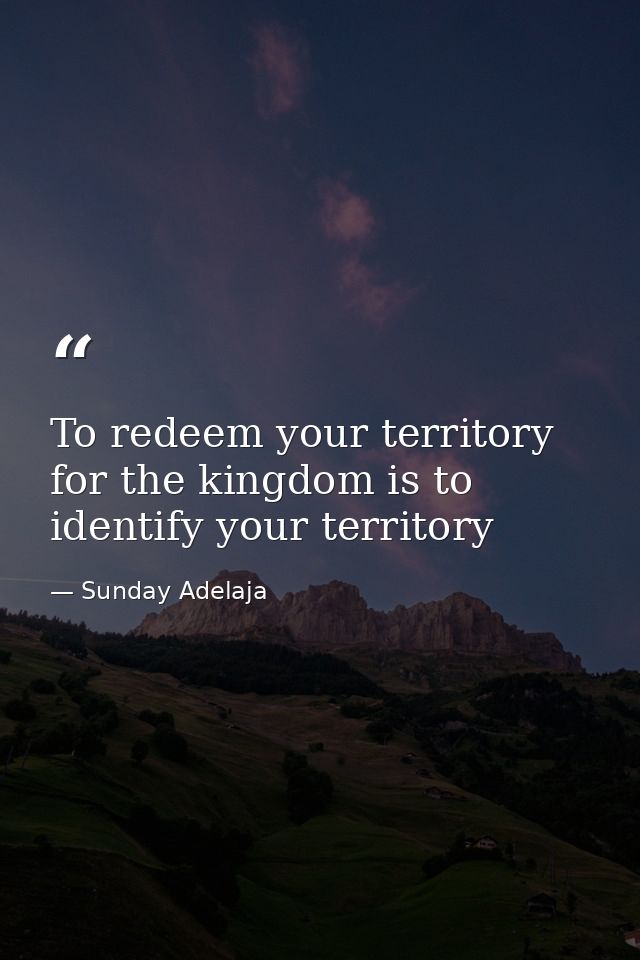 To redeem your territory for the kingdom is to identify your territory — Sunday Adelaja