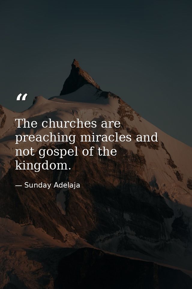 The churches are preaching miracles and not gospel of the kingdom. — Sunday Adelaja
