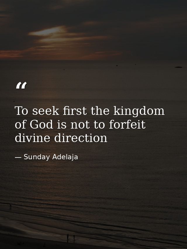 To seek first the kingdom of God is not to forfeit divine direction — Sunday Adelaja