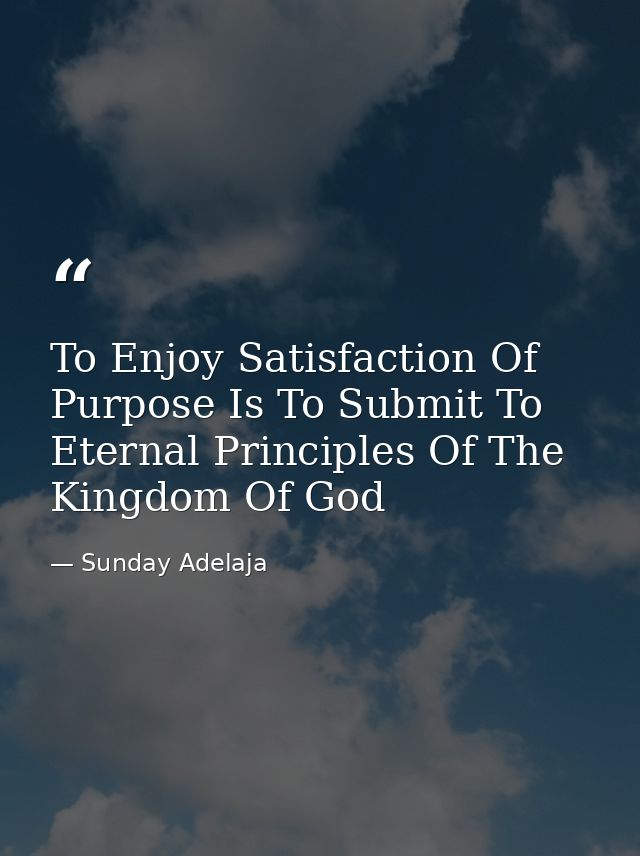 To Enjoy Satisfaction Of Purpose Is To Submit To Eternal Principles Of The Kingdom Of God — Sunday Adelaja