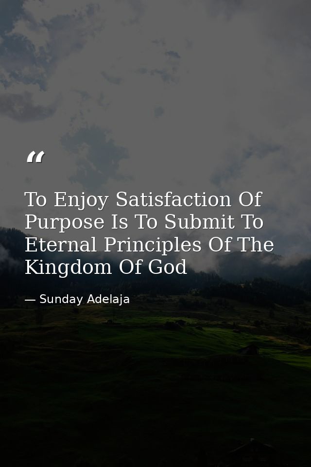 To Enjoy Satisfaction Of Purpose Is To Submit To Eternal Principles Of The Kingdom Of God — Sunday Adelaja