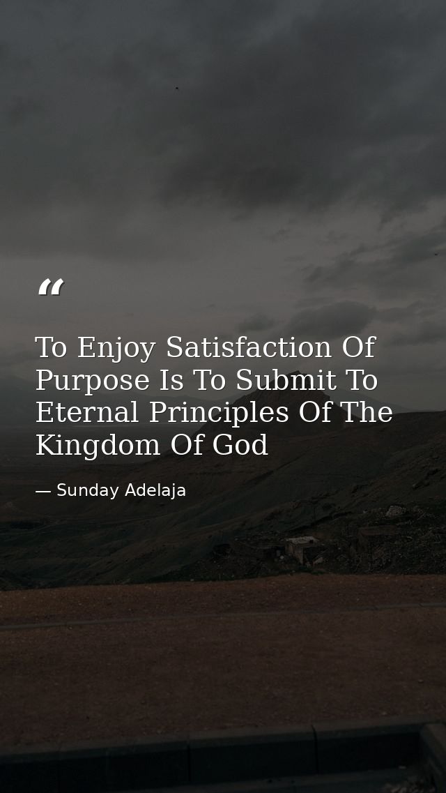 To Enjoy Satisfaction Of Purpose Is To Submit To Eternal Principles Of The Kingdom Of God — Sunday Adelaja