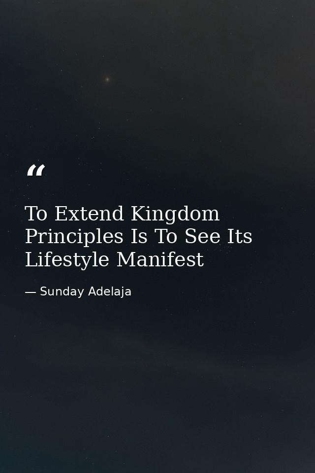 To Extend Kingdom Principles Is To See Its Lifestyle Manifest — Sunday Adelaja