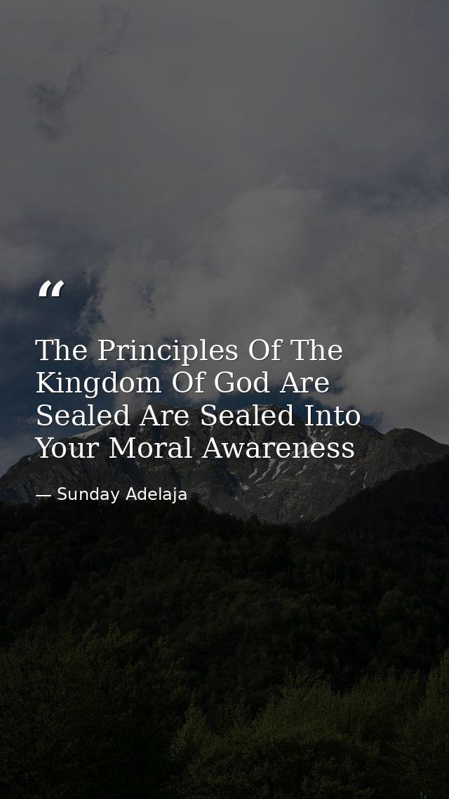 The Principles Of The Kingdom Of God Are Sealed Are Sealed Into Your Moral Awareness — Sunday Adelaja