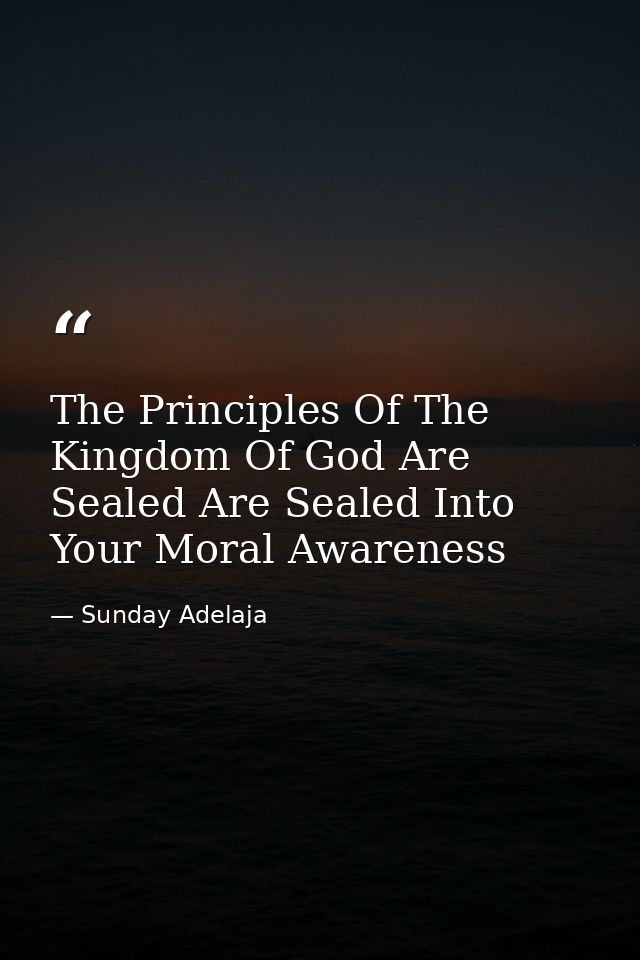 The Principles Of The Kingdom Of God Are Sealed Are Sealed Into Your Moral Awareness — Sunday Adelaja