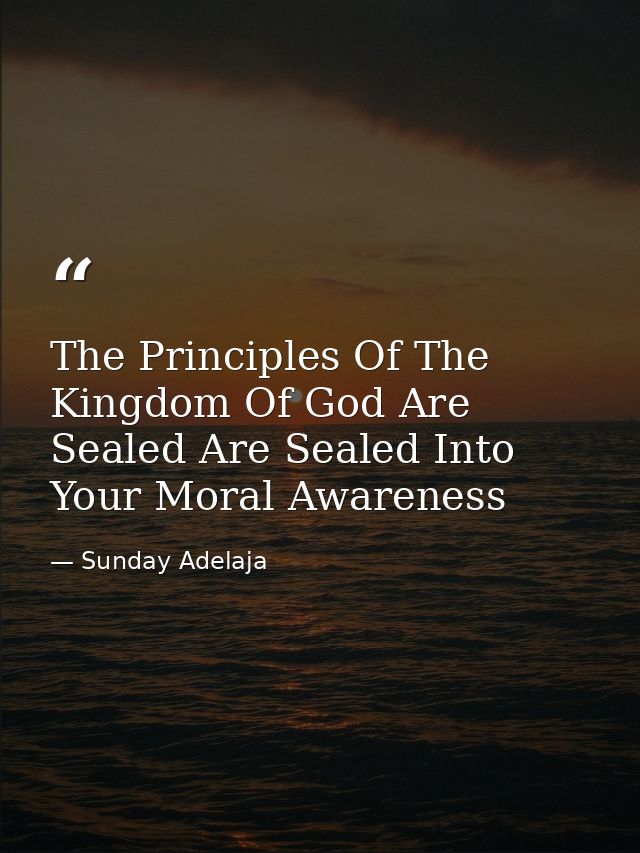 The Principles Of The Kingdom Of God Are Sealed Are Sealed Into Your Moral Awareness — Sunday Adelaja