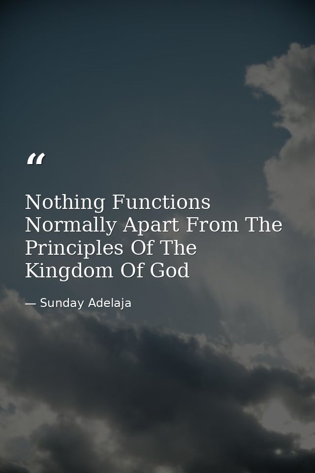 Nothing Functions Normally Apart From The Principles Of The Kingdom Of God — Sunday Adelaja