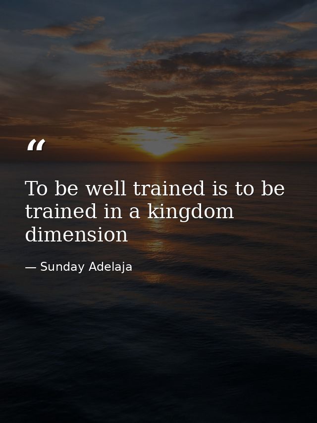 To be well trained is to be trained in a kingdom dimension — Sunday Adelaja