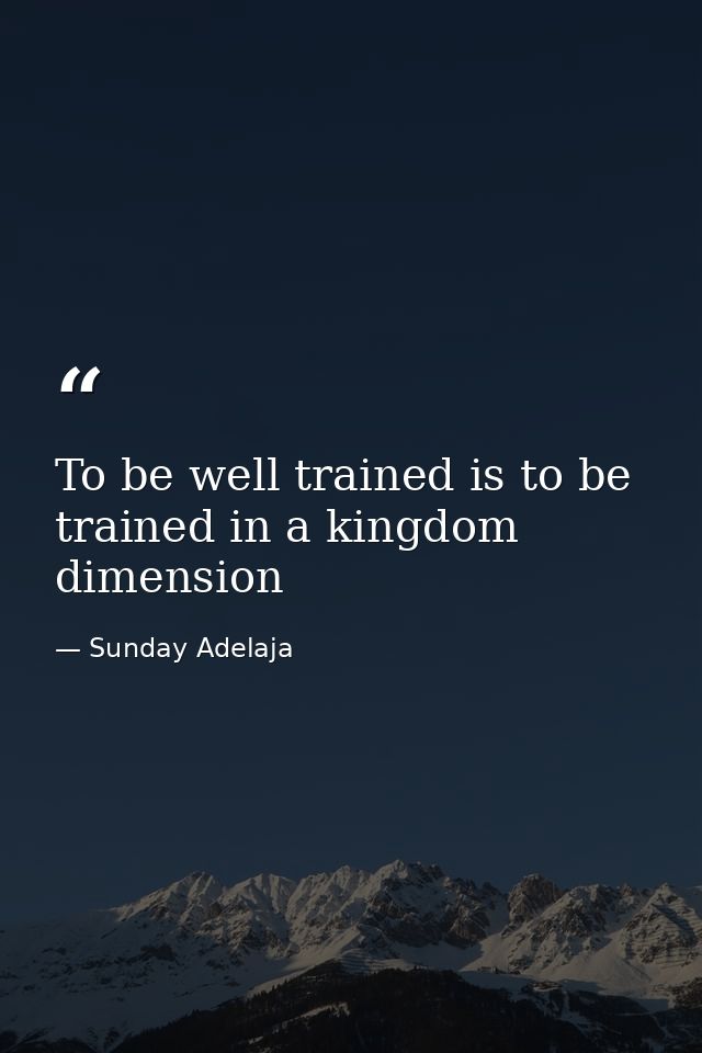 To be well trained is to be trained in a kingdom dimension — Sunday Adelaja