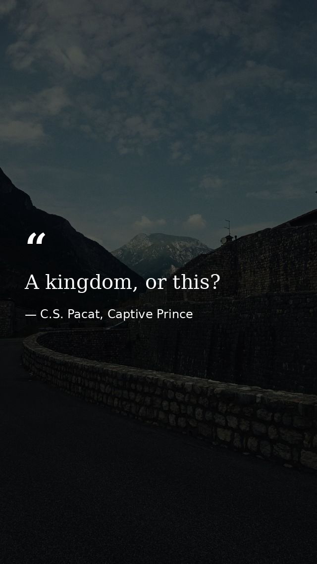A kingdom, or this? — C.S. Pacat, Captive Prince