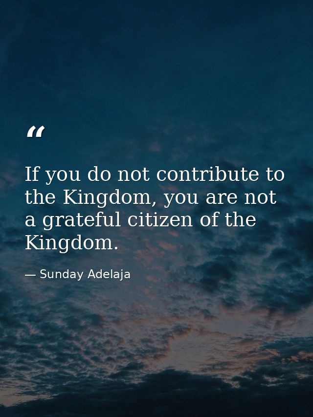 If you do not contribute to the Kingdom, you are not a grateful citizen of the Kingdom. — Sunday Adelaja