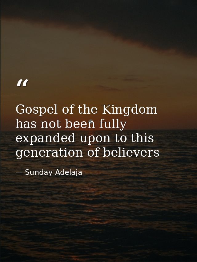 Gospel of the Kingdom has not been fully expanded upon to this generation of believers — Sunday Adelaja