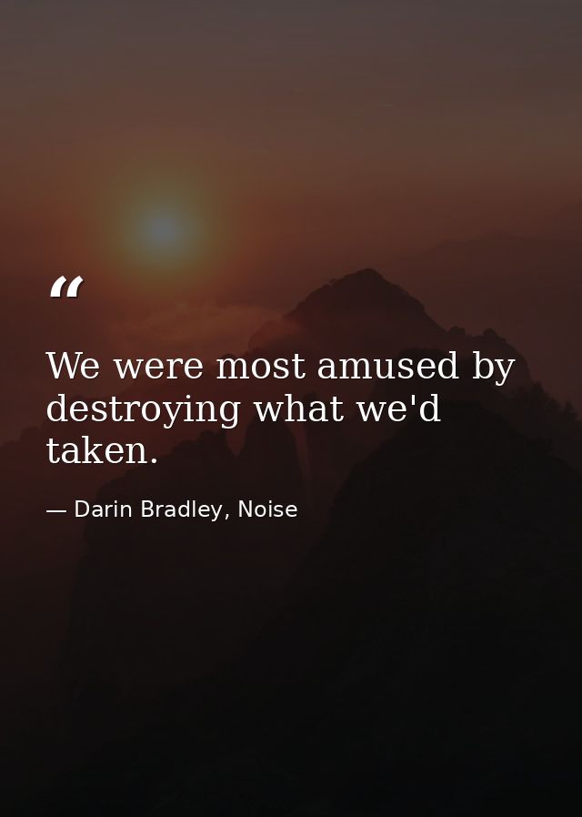 We were most amused by destroying what we'd taken. — Darin Bradley, Noise