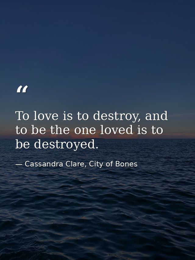 To love is to destroy, and to be the one loved is to be destroyed. — Cassandra Clare, City of Bones