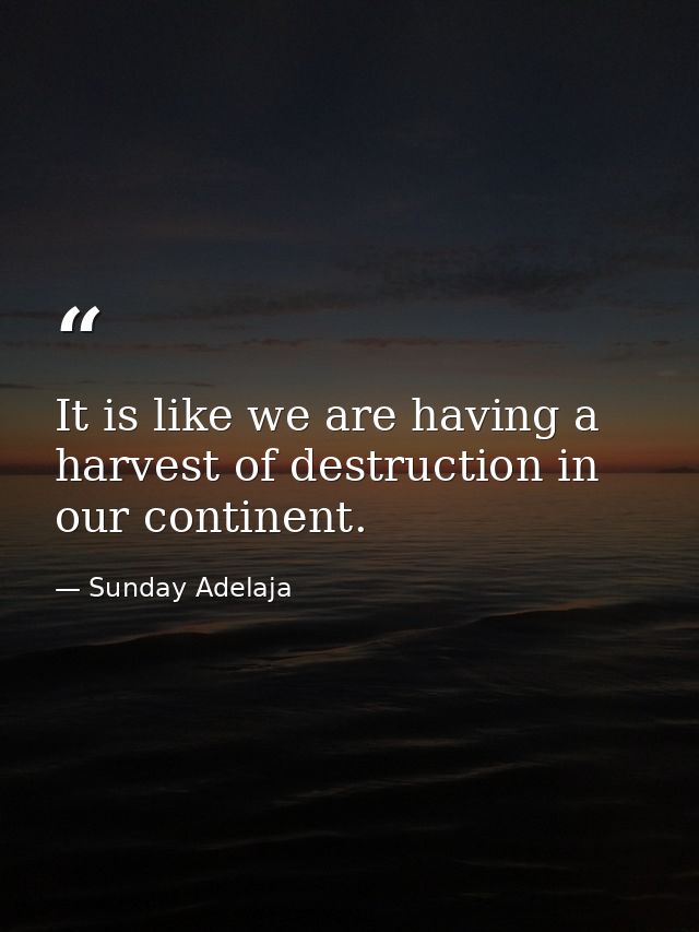 It is like we are having a harvest of destruction in our continent. — Sunday Adelaja