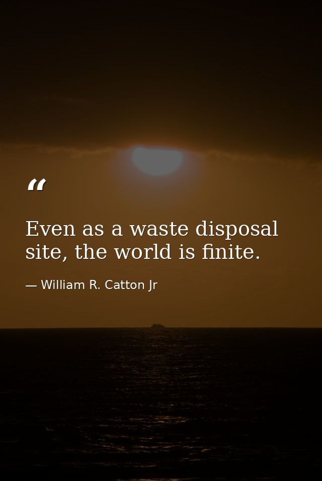 Even as a waste disposal site, the world is finite. — William R. Catton Jr