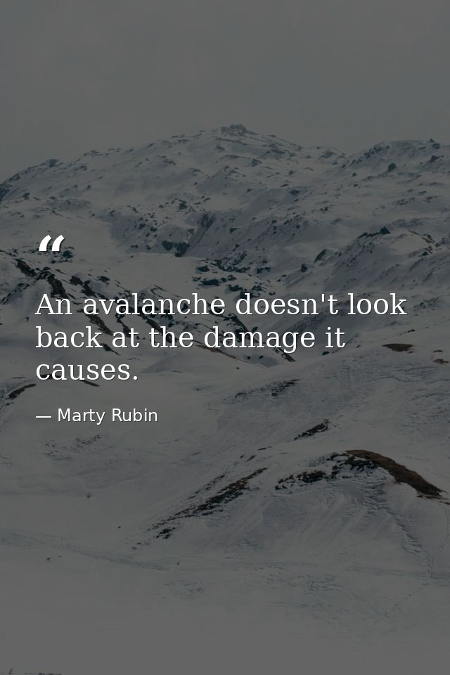 An avalanche doesn't look back at the damage it causes. — Marty Rubin