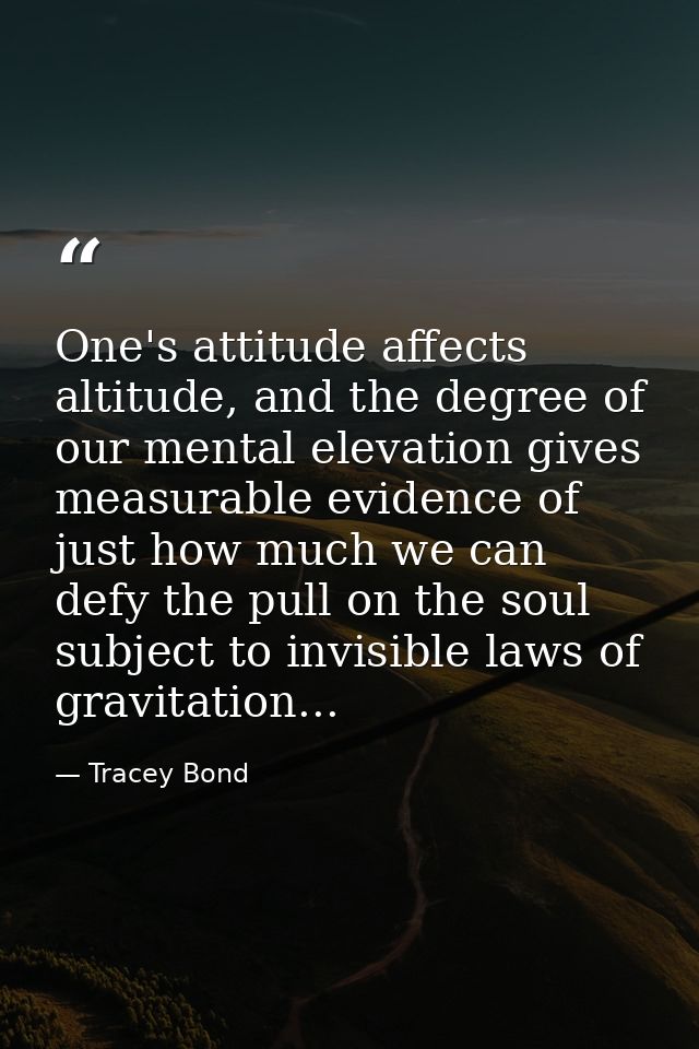One's attitude affects altitude, and the degree of our mental elevation gives measurable evidence of just how much we ca — Tracey Bond