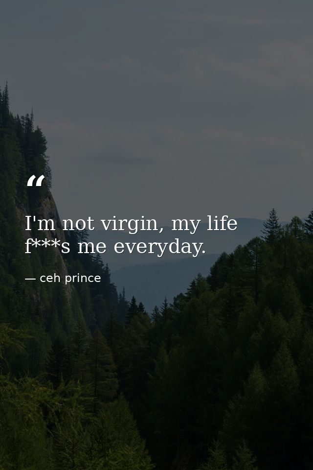 I'm not virgin, my life f***s me everyday. — ceh prince