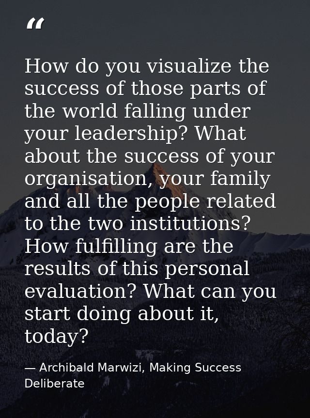 How do you visualize the success of those parts of the world falling under your leadership? What about the success of yo — Archibald Marwizi, Making Success Deliberate