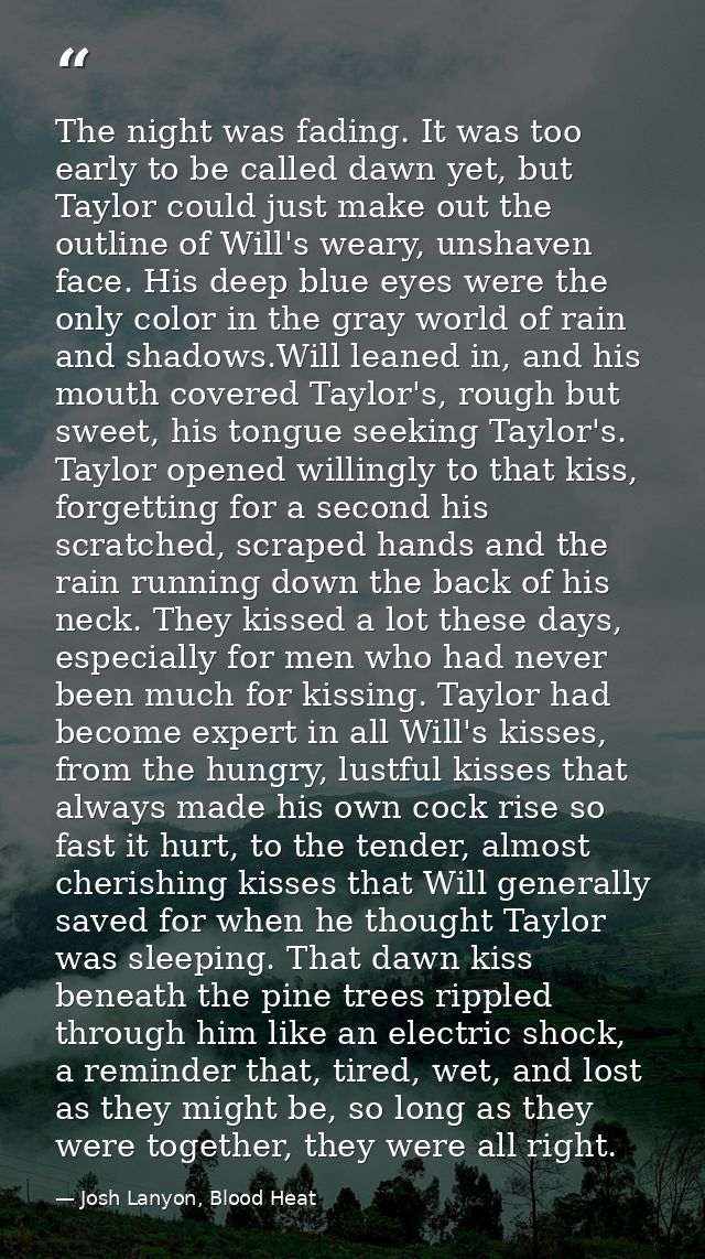 The night was fading. It was too early to be called dawn yet, but Taylor could just make out the outline of Will's weary — Josh Lanyon, Blood Heat