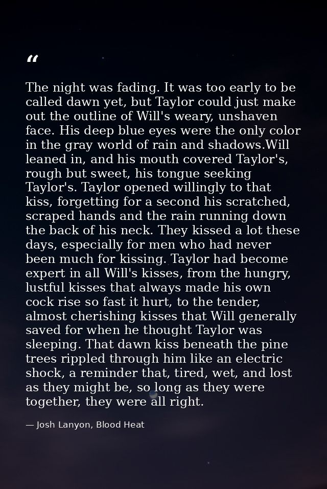 The night was fading. It was too early to be called dawn yet, but Taylor could just make out the outline of Will's weary — Josh Lanyon, Blood Heat