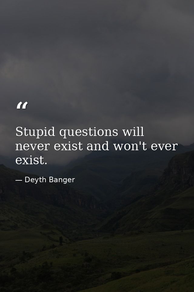 Stupid questions will never exist and won't ever exist. — Deyth Banger