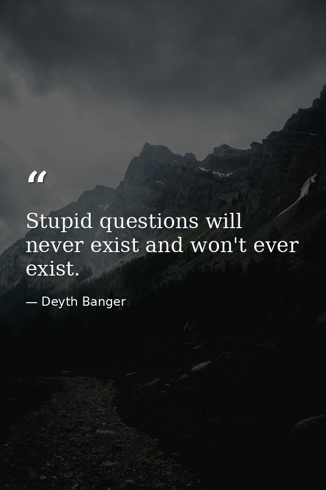 Stupid questions will never exist and won't ever exist. — Deyth Banger