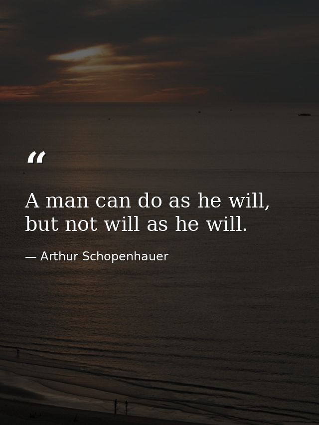 A man can do as he will, but not will as he will. — Arthur Schopenhauer