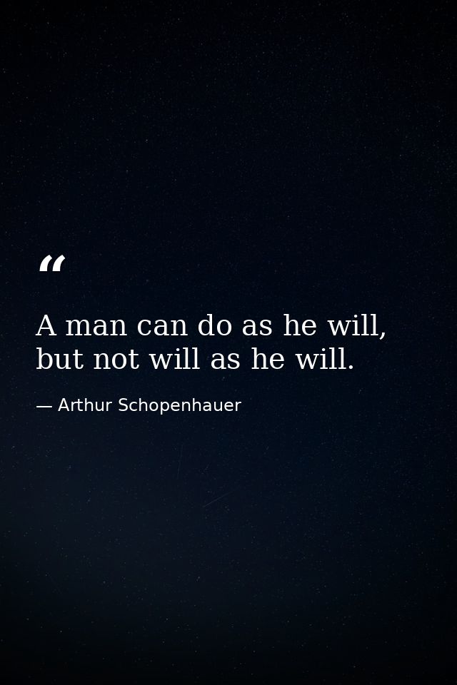 A man can do as he will, but not will as he will. — Arthur Schopenhauer