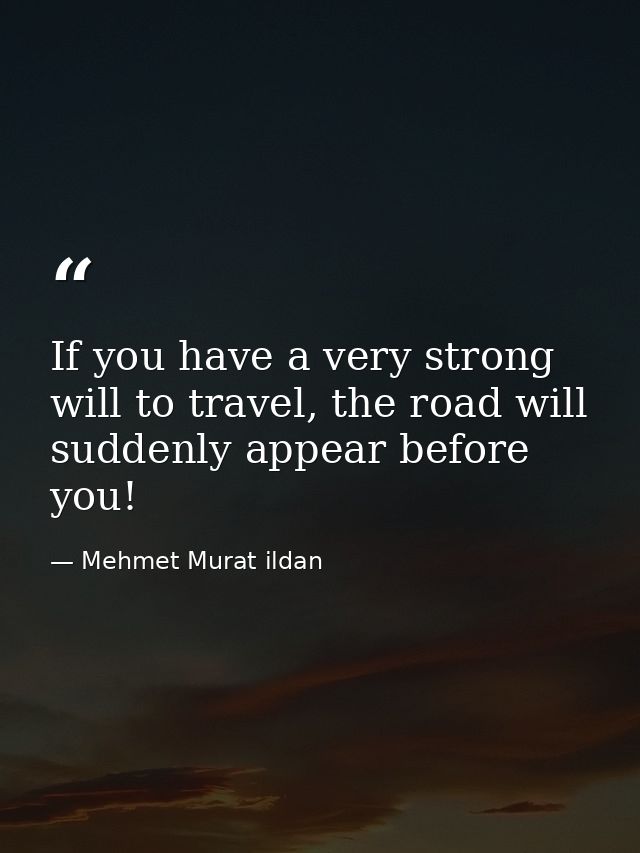 If you have a very strong will to travel, the road will suddenly appear before you! — Mehmet Murat ildan