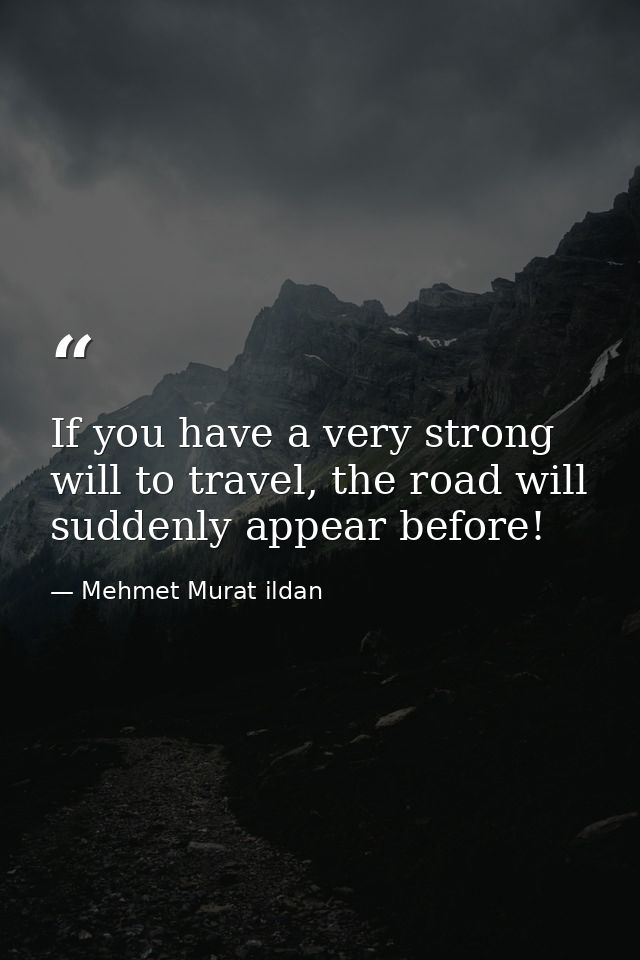 If you have a very strong will to travel, the road will suddenly appear before! — Mehmet Murat ildan